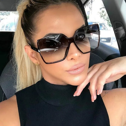 Lunettes de soleil oversize pour femme, dégradées, en plastique, de marque créateur, lunettes de soleil féminines UV400