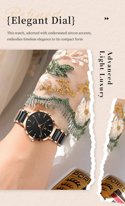POEDAGAR Montre de luxe haut de gamme avec diamants pour femme, haute qualité, étanche, montre à quartz pour dames en acier inoxydable, montre féminine + boîte