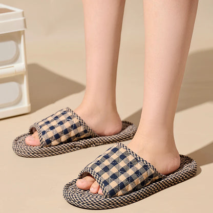 Pantoufles d’intérieur légères en coton doux à motif floral, chaussures de sol rétro et tendance pour la maison, pantoufles antidérapantes pour couple