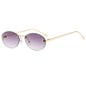 Lunettes de soleil de créateur de marque de luxe sans monture pour femmes, ovales rétro de petite taille, monture métallique, lunettes de soleil pour extérieur, style décontracté vacances, UV400 #300371