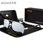 AOWEAR Lunettes d’aviation pour homme, lunettes de soleil polarisées miroir HD pour homme, lunettes de pilote pour la conduite, lunettes de soleil homme