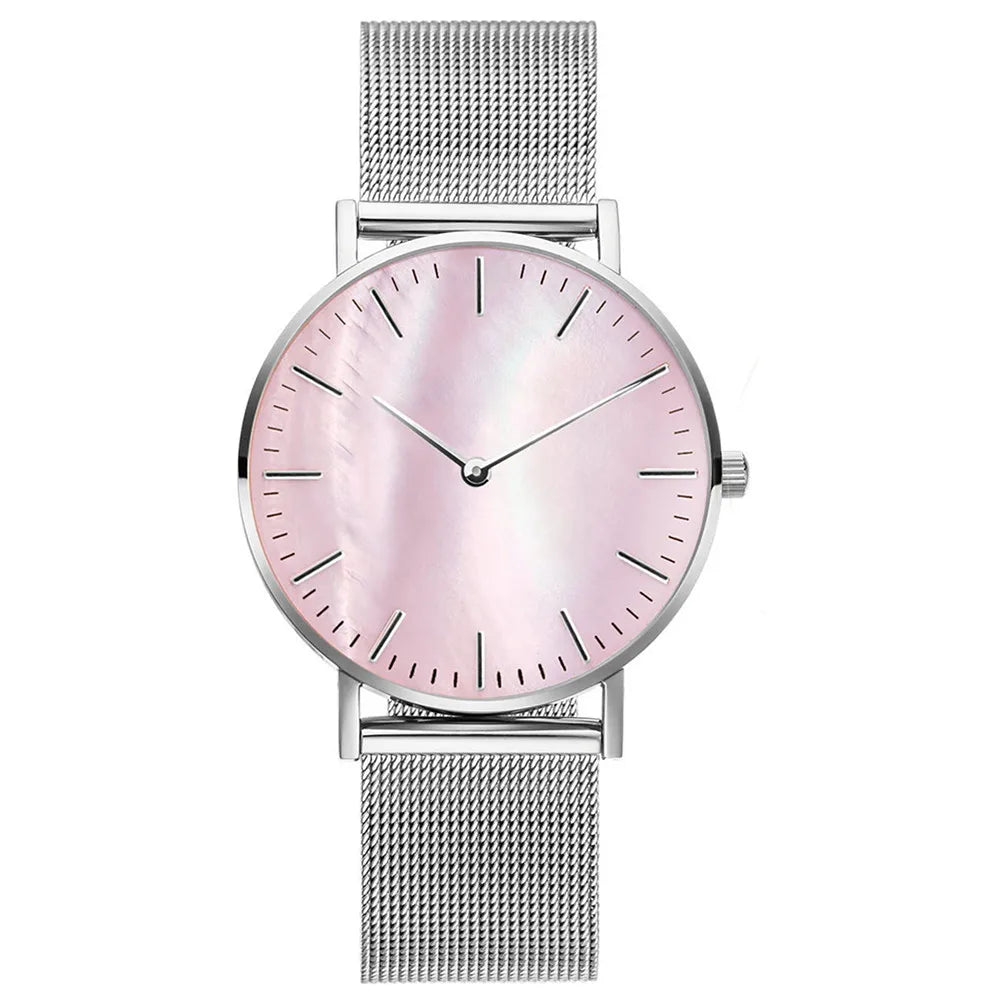 Montres pour femmes tendance de luxe à quartz en alliage pour femme, bracelet en maille métallique, montre simple pour femme, horloge féminine, montre femme