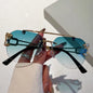 Lunettes de soleil 2023 pour femmes de luxe sans monture, lunettes vintage tendance, lunettes surdimensionnées, shades de soleil femme, gafas de sol mujer, lentes
