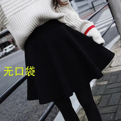 Jupes pour femmes populaires M-3XL jupe mi-longue plissée unie avec poches, taille élastique, tendance, facile à assortir, style femme de bureau, douce pour la peau, élégante
