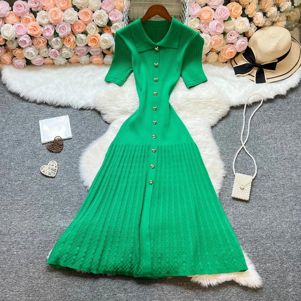 Marque YuooMuoo Fashion robe longue tricotée élégante à patchwork printemps été pour femmes, robe-chemise en pull de luxe, robe de fête pour femme Vestido