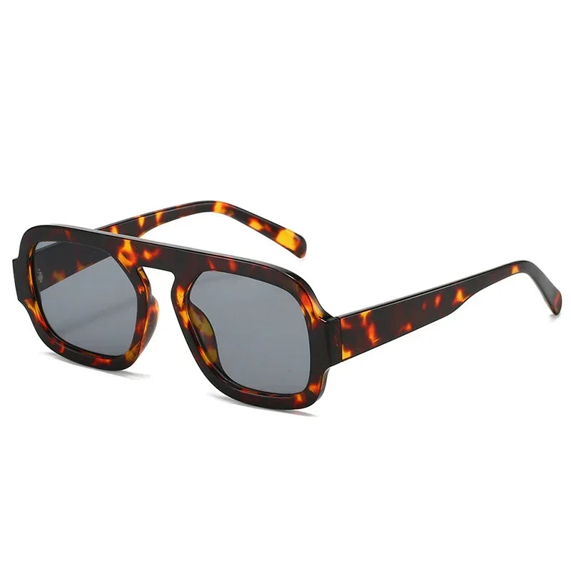 JNPCXI Lunettes de soleil carrées rétro pour femmes, design de marque tendance, verres dégradés UV400, lunettes de soleil punk pour hommes