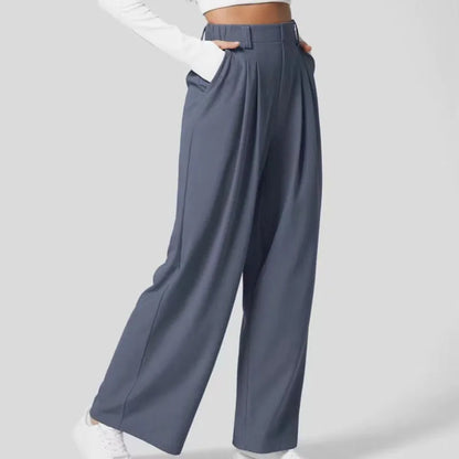 Pantalons pour femmes Pantalons pour femmes à taille haute et jambes larges Pantalons décontractés amples Pantalons droits pour dames de bureau Mode coréenne Pantalons élégants