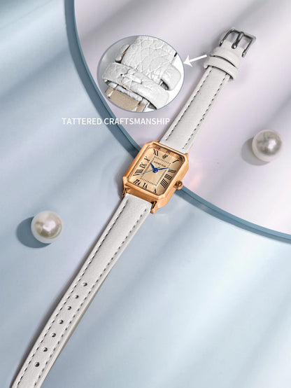 Montre-bracelet décontractée rétro à affichage numérique, cadran carré, bracelet en cuir, montre à quartz tendance pour femme, idée cadeau