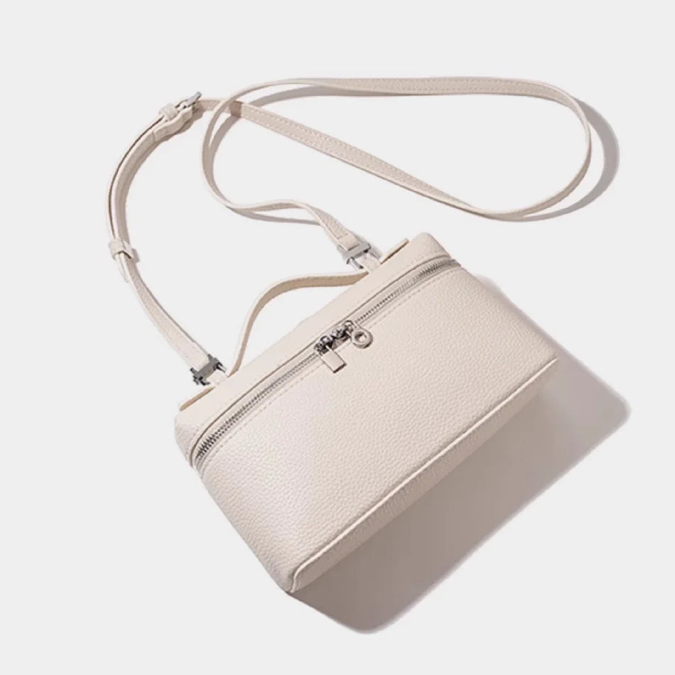 Sac à bandoulière en grain de litchi au style haut de gamme et de niche, mode simple, type boîte à lunch pour femme, exquis mini sac à main porté main et en bandoulière