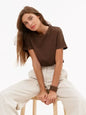 Bornladies Summer T-shirt femme 100 % coton, basique, tendance, uni, manches courtes, haut à superposer ample, 230 g/m², hauts et chemises