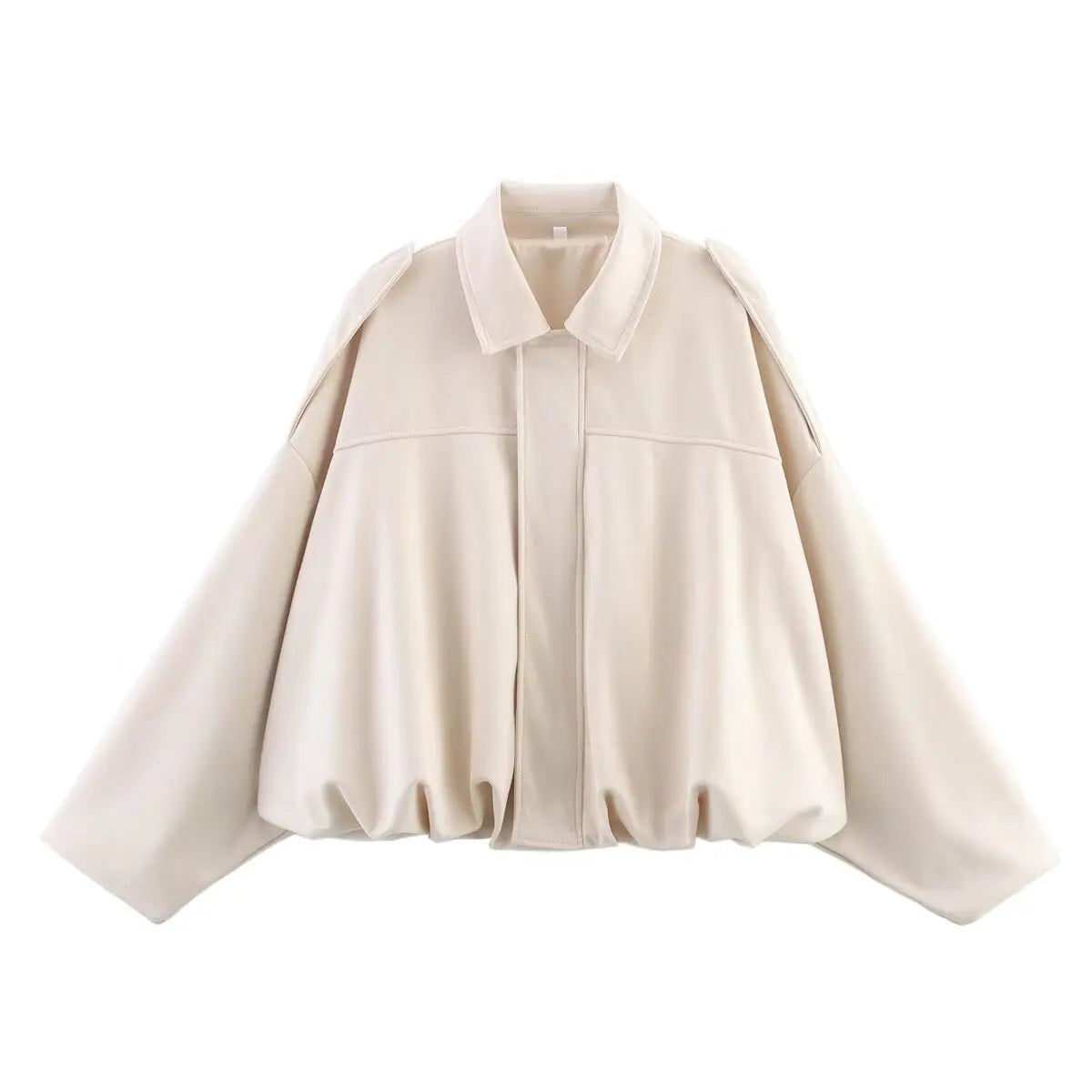ETJ 2025 nouvelle veste bomber femme de printemps à effet suédine, coupe ample, col à revers, style mode, épaules marquéess