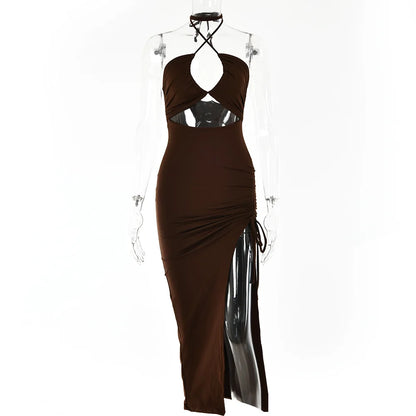 Robes midi sexy sans manches pour femme, dos nu, coupe slim, pour boîte de nuit et soirée, robe moulante élégante pour femme, vestidos elegantes para mujer