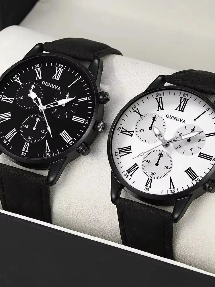 MSCXDK Marque Ensemble de 2 montres décontractées tendance en cuir pour couple, montres-bracelets à quartz pour femme avec cadran simple, montre habillée Montre Femme