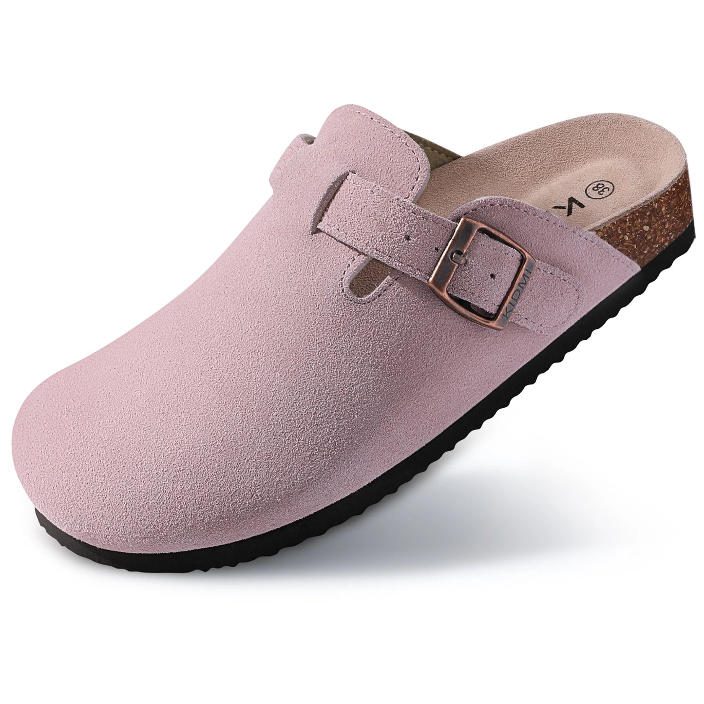 Mules en daim pour femmes Comwarm Fashion, pantoufles, sabots pour hommes, sandales à semelle intérieure en liège avec soutien de la voûte plantaire, claquettes d’extérieur pour la plage, chaussures d’intérieur