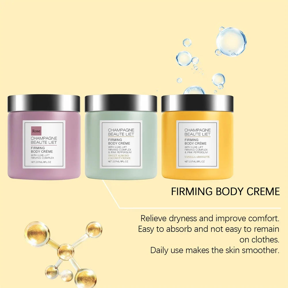 Crème corporelle raffermissante au champagne avec Pepperslim, crème anti-rides et raffermissante pour la peau, lotion corporelle hydratante quotidienne pour hommes et femmes