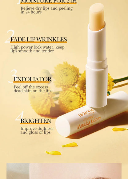 BIOAOUA Baume à lèvres au miel et à la vitamine E hydratant, anti-gerçures, nourrissant, rouge à lèvres, produits de soin pour les lèvres et la peau