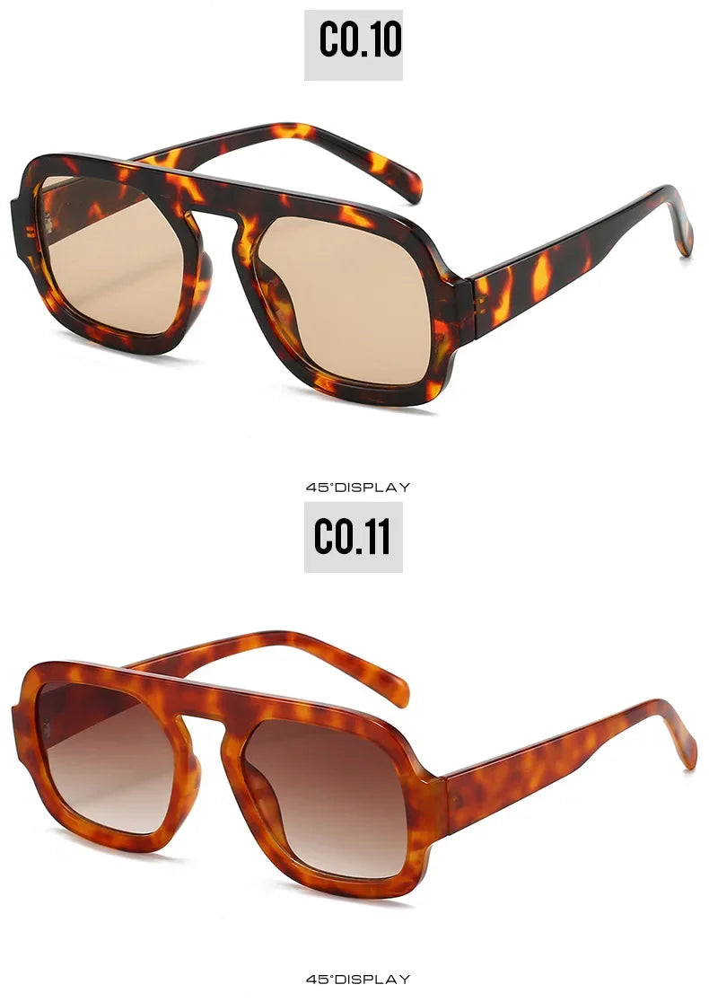 JNPCXI Lunettes de soleil carrées rétro pour femmes, design de marque tendance, verres dégradés UV400, lunettes de soleil punk pour hommes