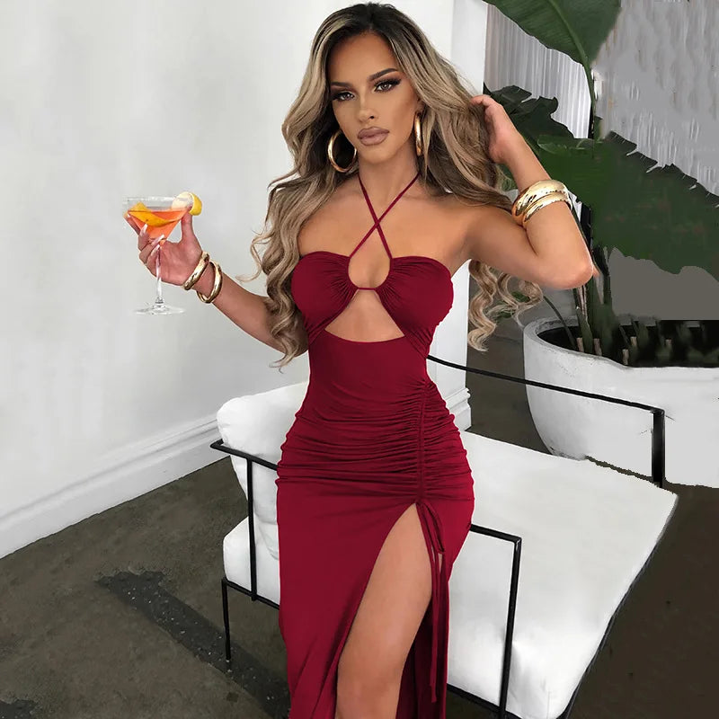 Robes midi sexy sans manches pour femme, dos nu, coupe slim, pour boîte de nuit et soirée, robe moulante élégante pour femme, vestidos elegantes para mujer