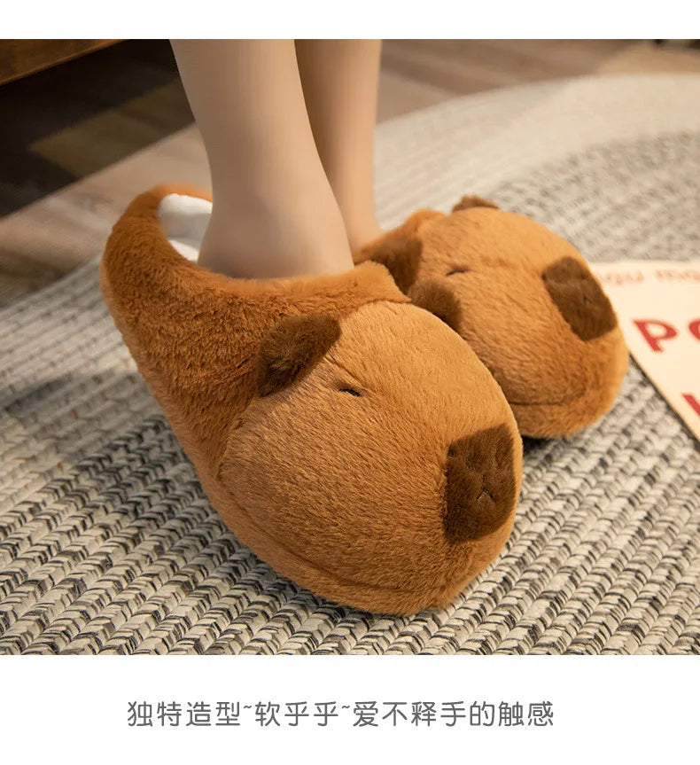 Pantoufles hamster câlines et mignonnes pour femmes, hiver automne, en peluche chaude, chaussures nuage pour chambre, pantoufles familiales pour femme, pantoufles animaux kawaii