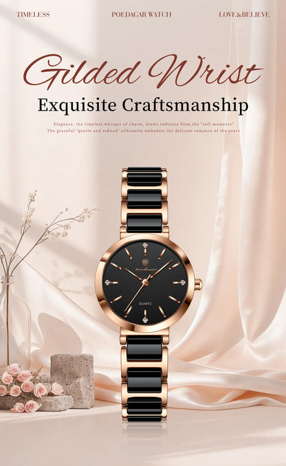 POEDAGAR Montre de luxe haut de gamme avec diamants pour femme, haute qualité, étanche, montre à quartz pour dames en acier inoxydable, montre féminine + boîte