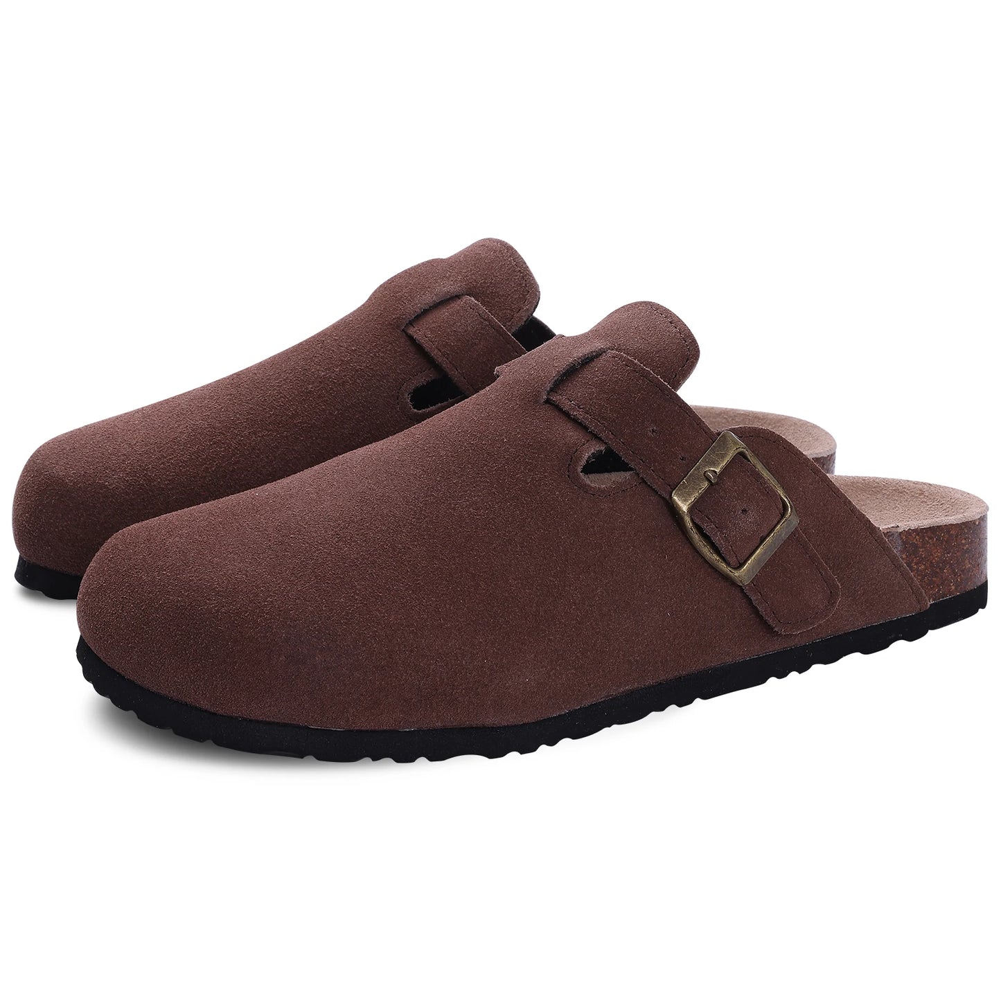 Mules en daim pour femmes Comwarm Fashion, pantoufles, sabots pour hommes, sandales à semelle intérieure en liège avec soutien de la voûte plantaire, claquettes d’extérieur pour la plage, chaussures d’intérieur