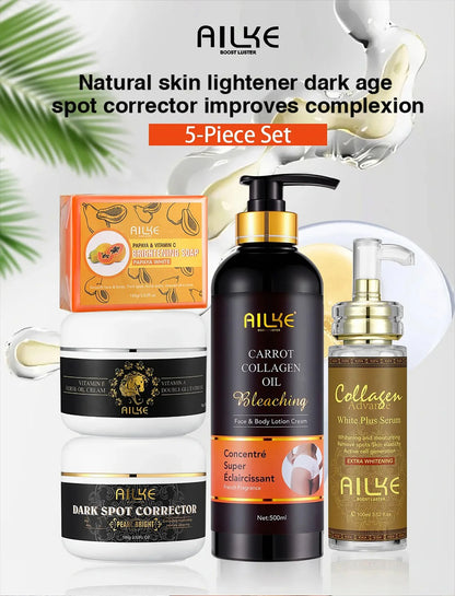 Ensemble de soins de la peau au collagène AILKE pour femmes, hydratant, blanchissant, élimine les taches de rousseur, les taches brunes, les points noirs, kit éclaircissant pour la peau