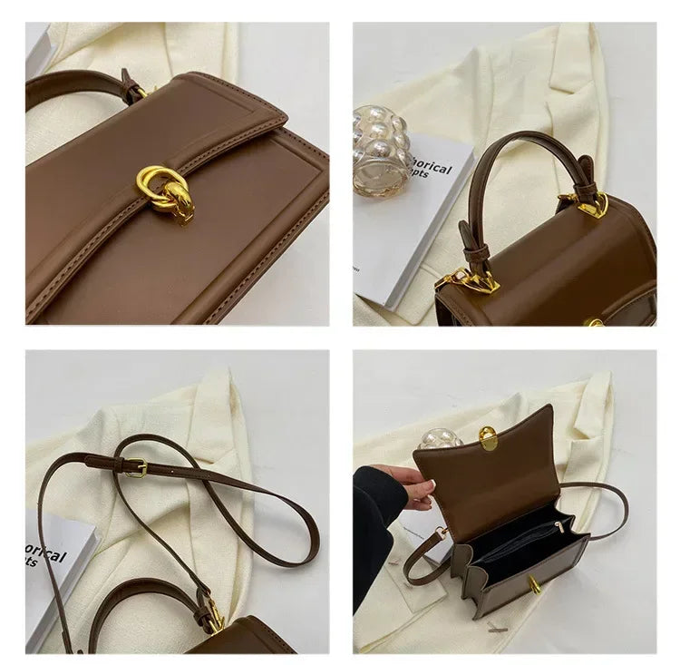 Sac à bandoulière en cuir PU pour femmes, sac à main, sac bandoulière tendance, sac vintage porté sous le bras, cartable carré