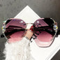 Lunettes de soleil de luxe au design vintage sans monture avec strass 2025 pour femmes et hommes, verres dégradés tendance, lunettes de soleil pour femme