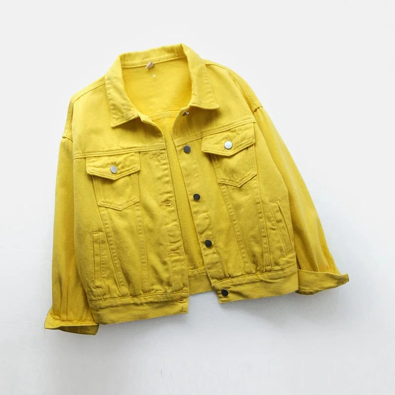 Veste en jean classique pour femmes Jeans 2023 vestes en jean boyfriend pour femmes manteau oversize ample veste femme violet blanc jaune femme