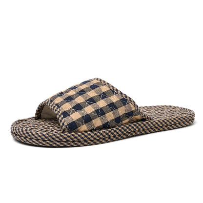 Pantoufles d’intérieur légères en coton doux à motif floral, chaussures de sol rétro et tendance pour la maison, pantoufles antidérapantes pour couple