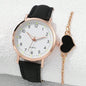 Montre femme mode décontractée avec bracelet, ensemble de montres, bracelet en cuir, cadran rond simple, montre-bracelet à quartz pour femme, montre habillée, horloge, montre femme