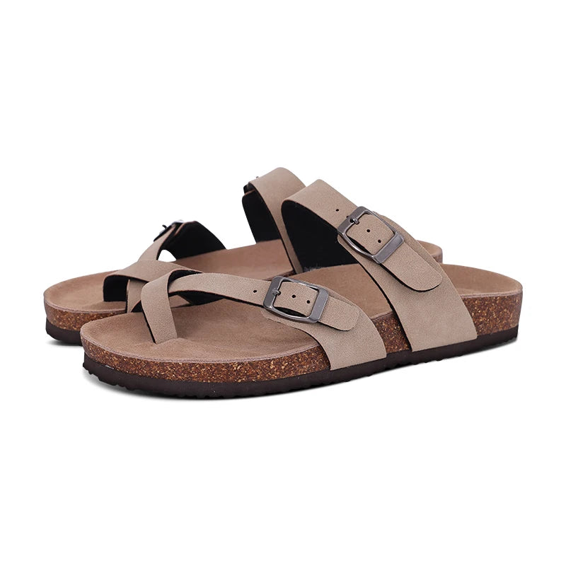 Mules en daim pour femmes Comwarm Fashion, pantoufles, sabots pour hommes, sandales à semelle intérieure en liège avec soutien de la voûte plantaire, claquettes d’extérieur pour la plage, chaussures d’intérieur