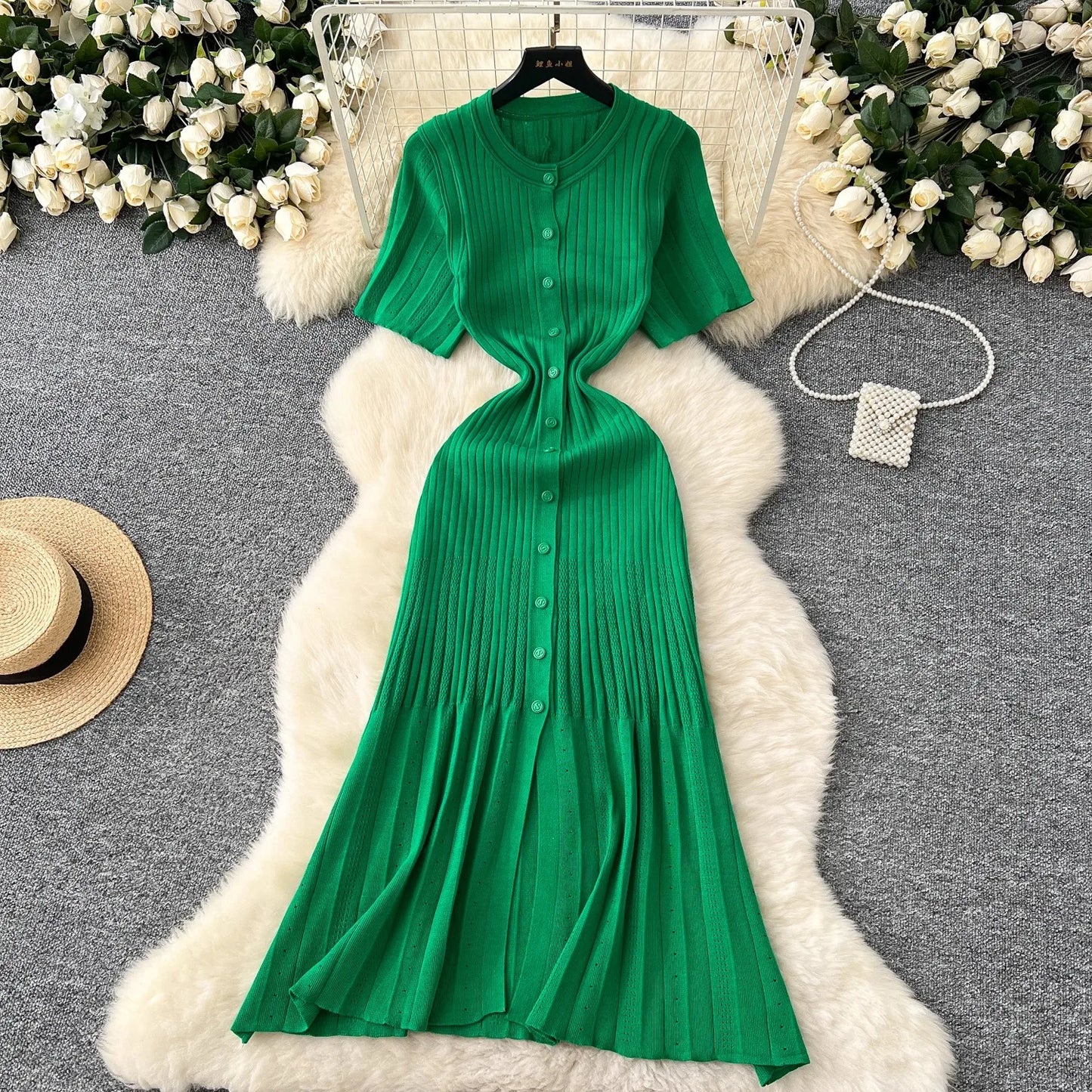 Robe longue en maille mode vintage de la marque YuooMuoo, col rabattu, élégante, à simple boutonnage, coupe trapèze, robe chemise longue pour femme, robes