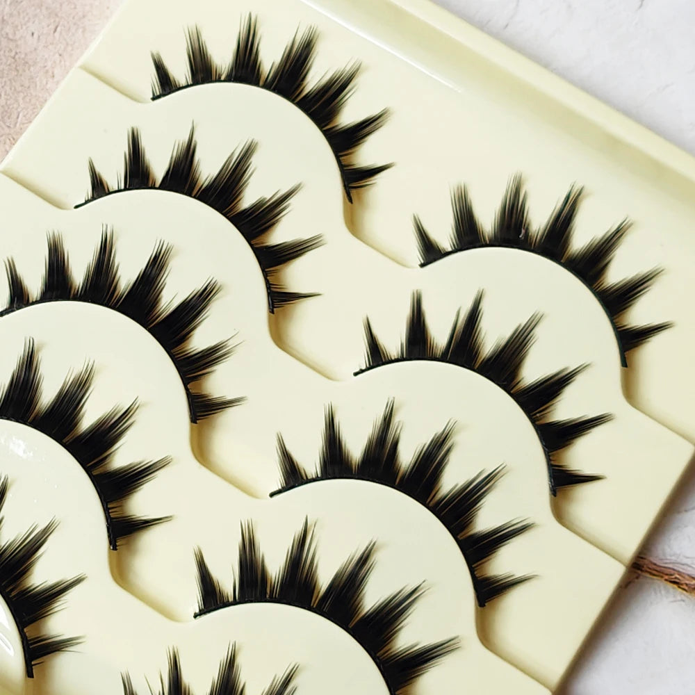 5 Paris Cat Eye False Eyelashes Long Thick Cosplay Fake Eye Lashes Extension Smokey Natural Makeup Handmade Reusable