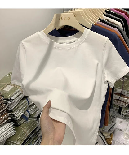 T-shirt pour femme, t-shirt pour filles, vêtements pour femmes, hauts, t-shirt en coton, t-shirt féminin à manches courtes, tee-shirt de printemps, haut sexy Y2K, blanc