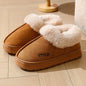 Pantoufles moelleuses pour femmes et hommes, chaussures d’intérieur d’hiver doublées en peluche, semelle épaisse antidérapante, bottes de neige chaudes, chaussures en coton duveteuses pour la maison
