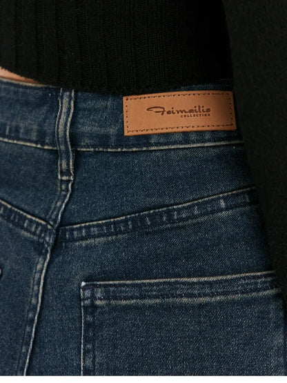 Jeans femme 2025 amples à taille haute, pantalon droit de style européen et américain