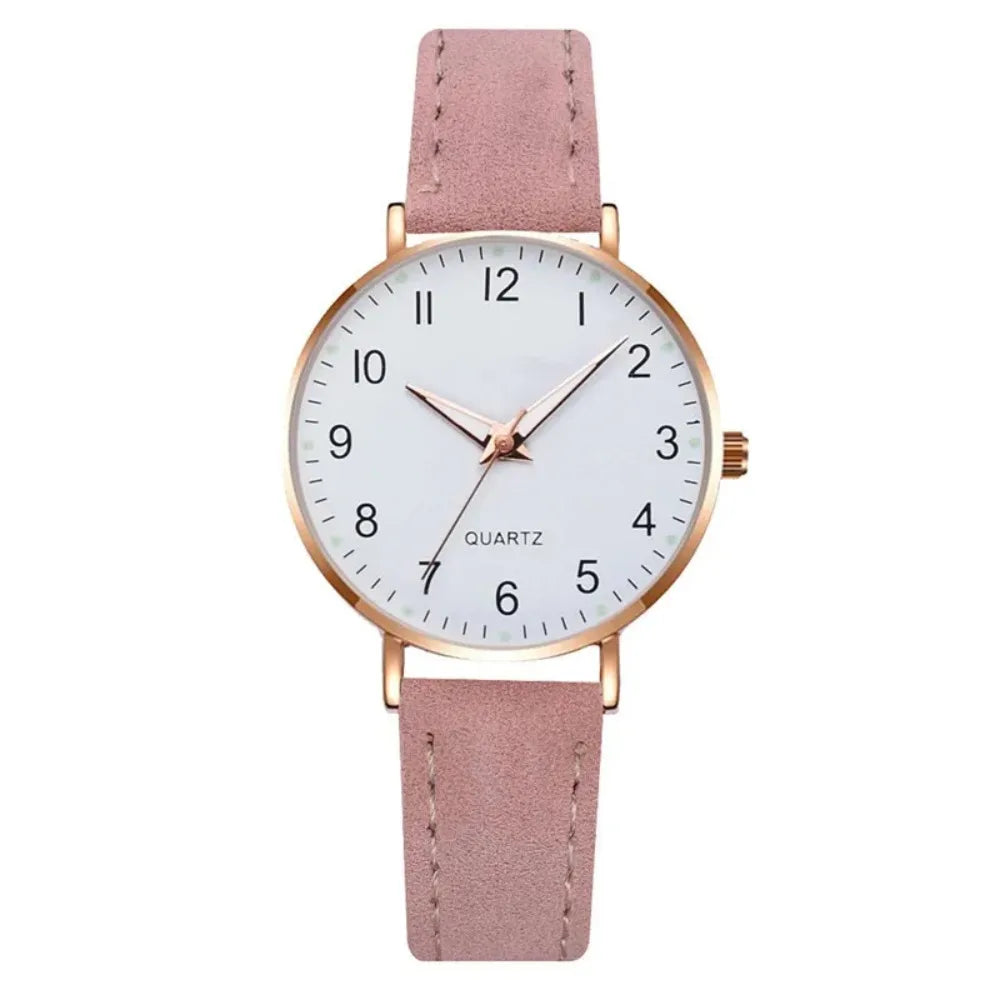 Montre femme mode décontractée avec bracelet, ensemble de montres, bracelet en cuir, cadran rond simple, montre-bracelet à quartz pour femme, montre habillée, horloge, montre femme
