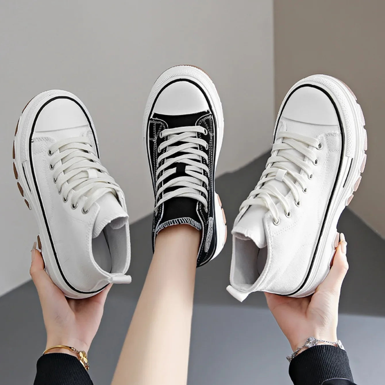 Chaussures en toile pour femmes 2024, baskets décontractées à plateforme avec étoiles, chaussures de sport et de course en toile, chaussures de tennis, baskets de marche d’extérieur.