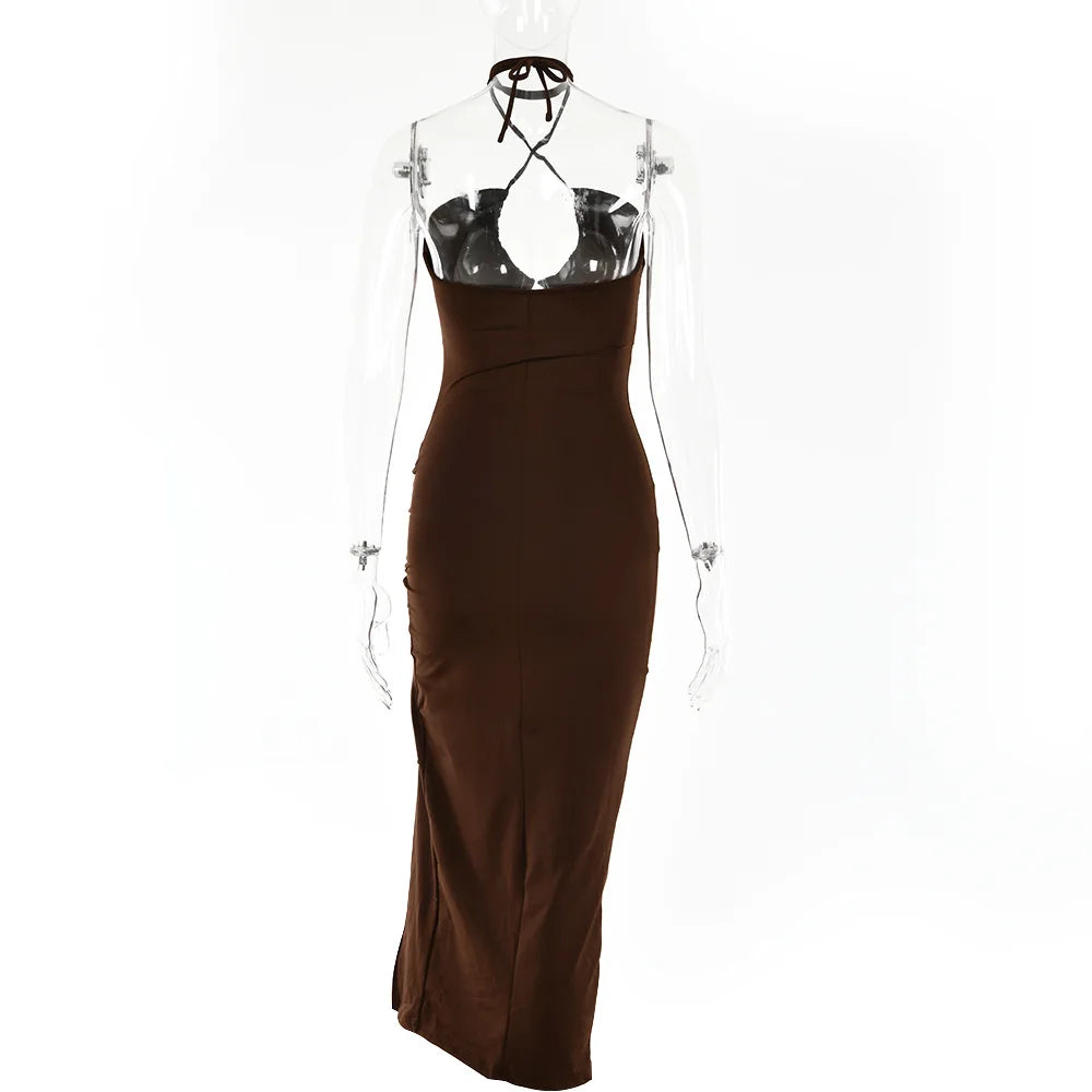 Robes midi sexy sans manches pour femme, dos nu, coupe slim, pour boîte de nuit et soirée, robe moulante élégante pour femme, vestidos elegantes para mujer