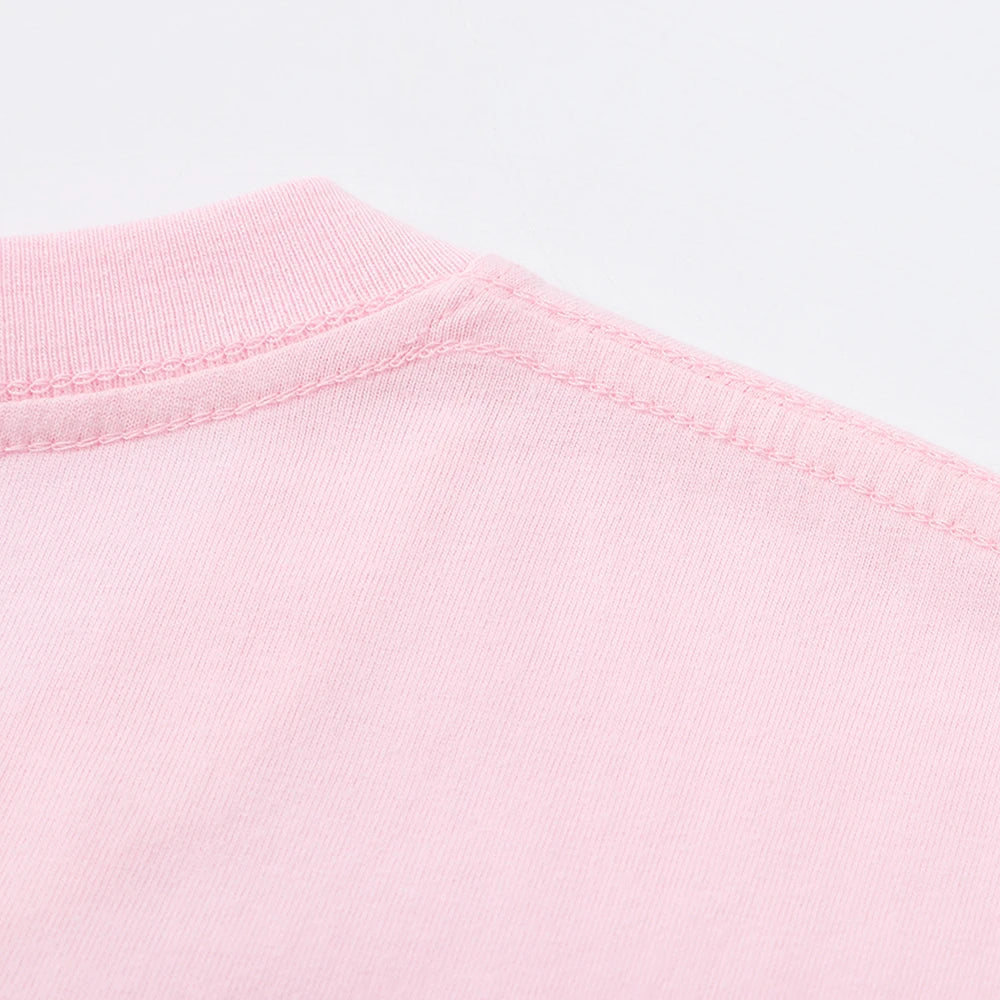 T-shirt femme Y2K 100 % coton, t-shirt décontracté de couleur unie, col rond, hauts d’été pour femmes, mode oversize, sportswear féminin tendance.