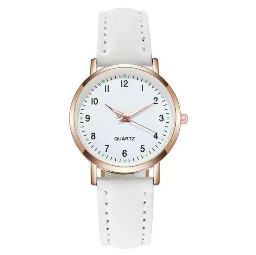 Montre femme mode décontractée avec bracelet, ensemble de montres, bracelet en cuir, cadran rond simple, montre-bracelet à quartz pour femme, montre habillée, horloge, montre femme