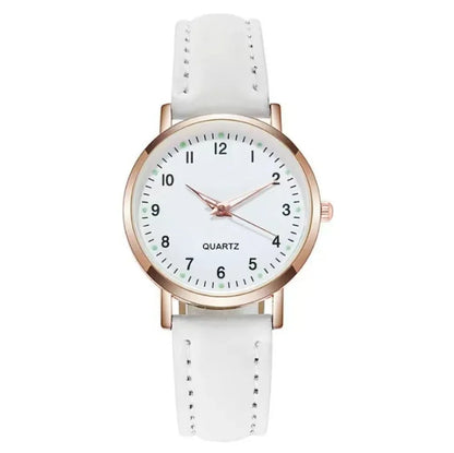 Montre femme mode décontractée avec bracelet, ensemble de montres, bracelet en cuir, cadran rond simple, montre-bracelet à quartz pour femme, montre habillée, horloge, montre femme