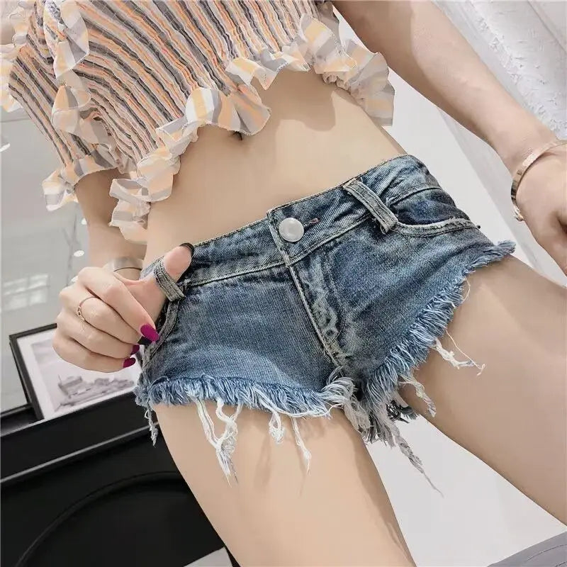Short en jean d'été pour femmes taille basse, short en jean extensible, hot pants, design triangle sexy, rehausseur de fesses, streetwear décontracté DURIKIES
