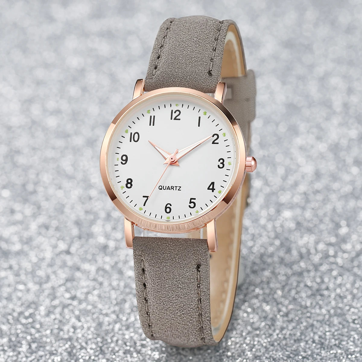 Montre de mode décontractée pour femme avec cadran arabe, bracelet en cuir, mouvement à quartz, montre pour femme, horloge pour filles, cadeau
