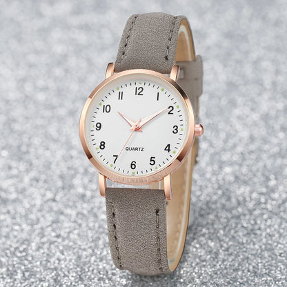 Montre de mode décontractée pour femme avec cadran arabe, bracelet en cuir, mouvement à quartz, montre pour femme, horloge pour filles, cadeau