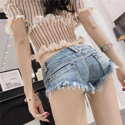 Short en jean d'été pour femmes taille basse, short en jean extensible, hot pants, design triangle sexy, rehausseur de fesses, streetwear décontracté DURIKIES