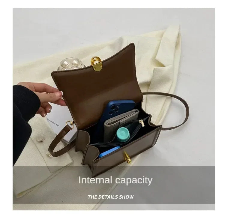 Sac à bandoulière en cuir PU pour femmes, sac à main, sac bandoulière tendance, sac vintage porté sous le bras, cartable carré