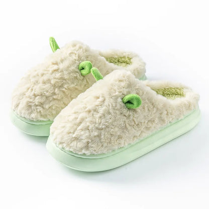 Pantoufles d’hiver pour femmes - Chaussons doublés en polaire pelucheuse, chaussons chauds en coton pour l’intérieur/l’extérieur avec semelle antidérapante