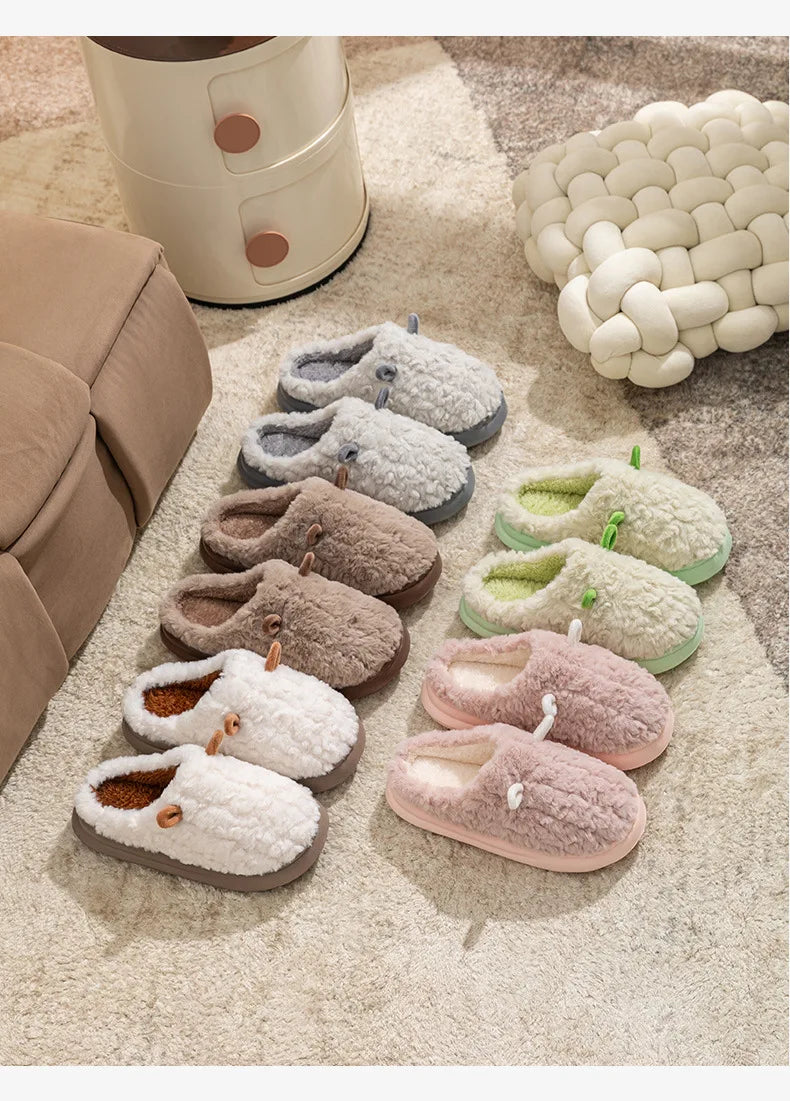 Pantoufles d’hiver pour femmes - Chaussons doublés en polaire pelucheuse, chaussons chauds en coton pour l’intérieur/l’extérieur avec semelle antidérapante